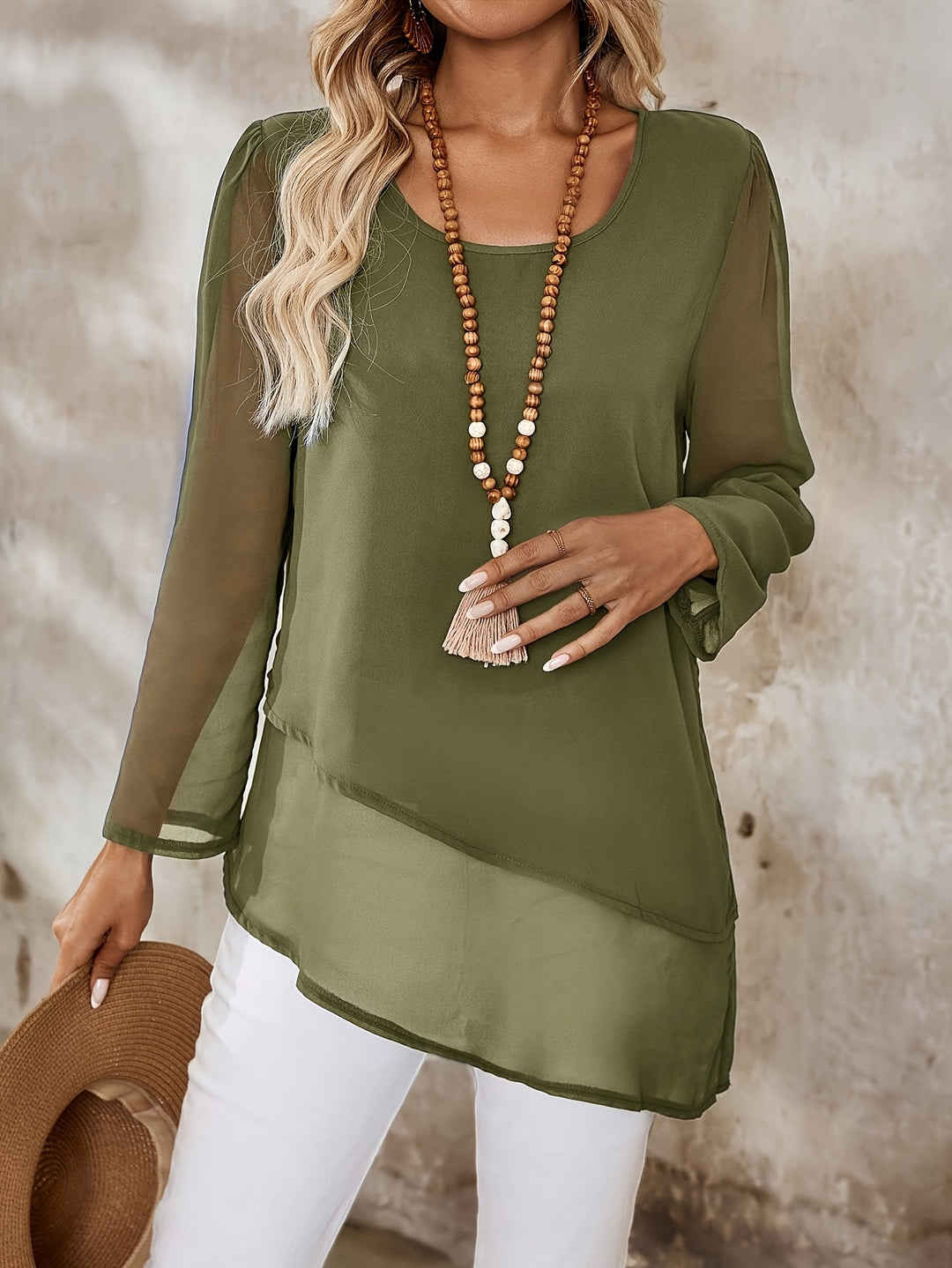 Bridget | Layered Irregular-Hem Blouse