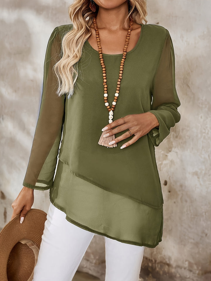 Bridget | Layered Irregular-Hem Blouse