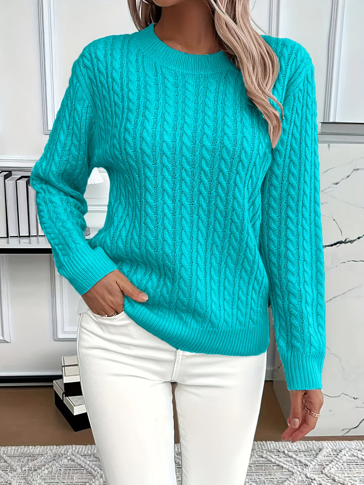 Elspeth | Cable-Knit Round Neck Sweater