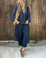 Stella | Elegant Loose V Neck Two Piece Set