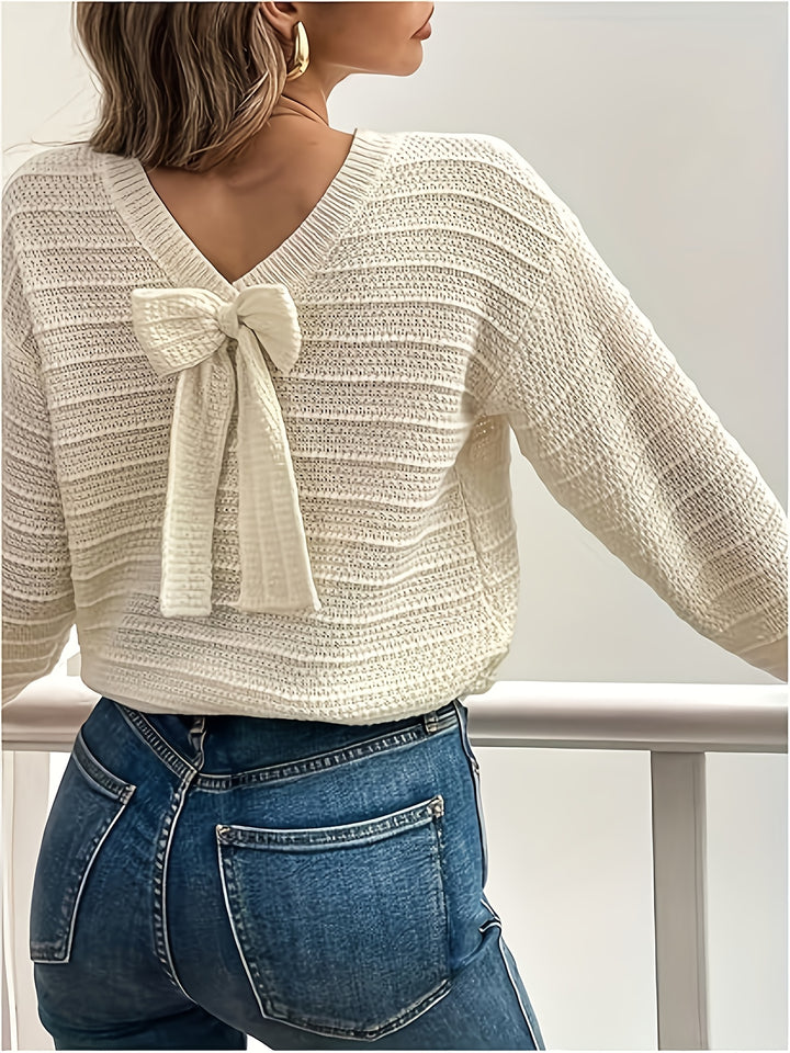 Annika | Bow-Detail V-Neck Sweater