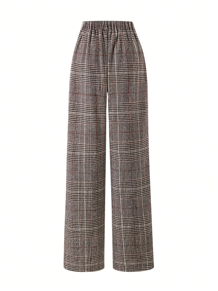 Brooke | Refined Wide-Leg Plaid Trousers