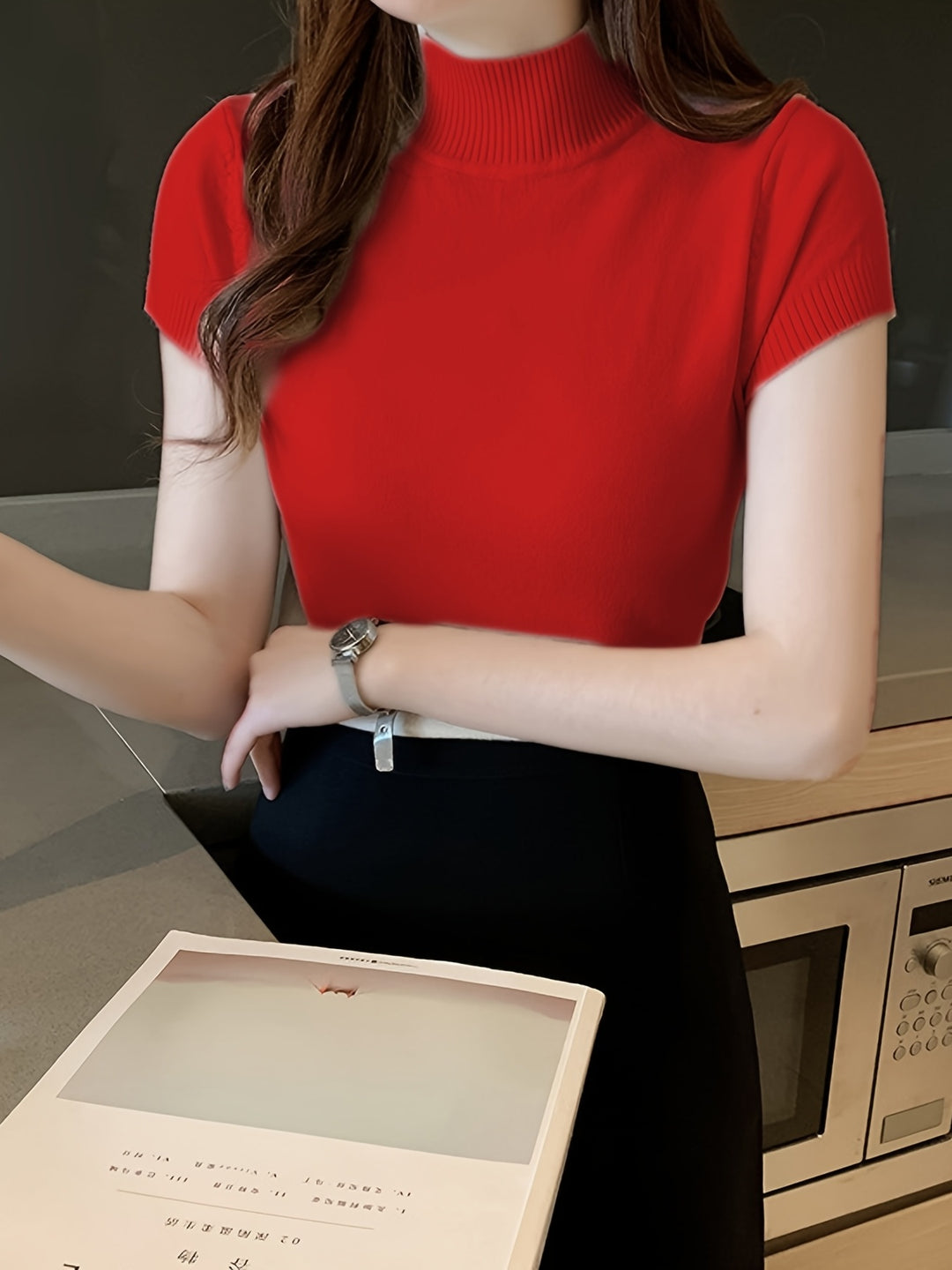 Marnie | Half-Turtleneck Short-Sleeve Top