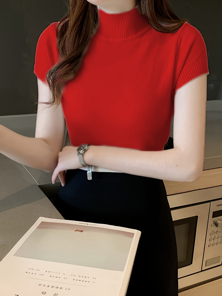 Marnie | Half-Turtleneck Short-Sleeve Top