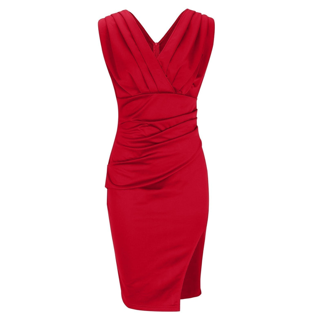 Brenda | Elegant V Neck Slit Dress