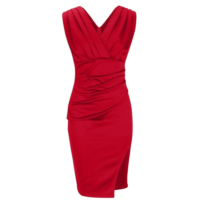 Brenda | Elegant V Neck Slit Dress