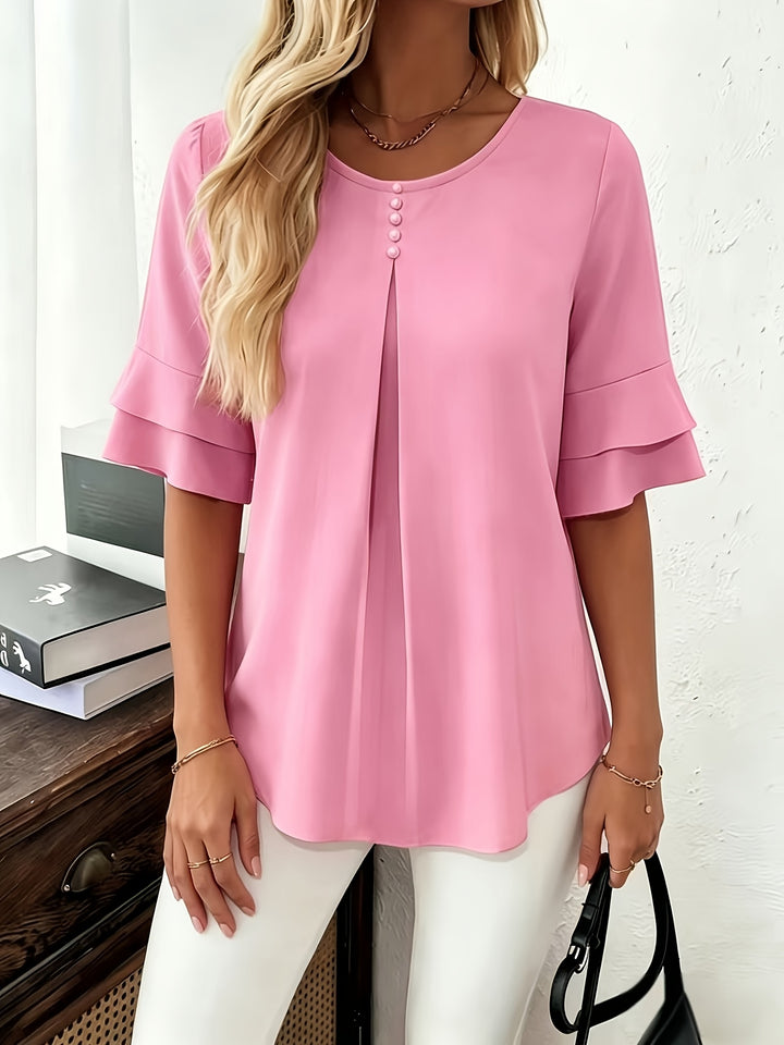 Annette | Flared-Sleeve Ruffle Top