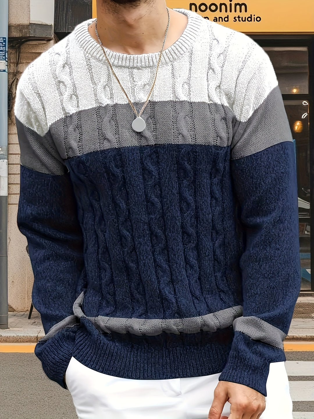 Anton | Textured Colour-Block Sweater