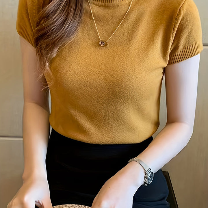 Rowan | Refined Mock-Neck Short Sleeve Top