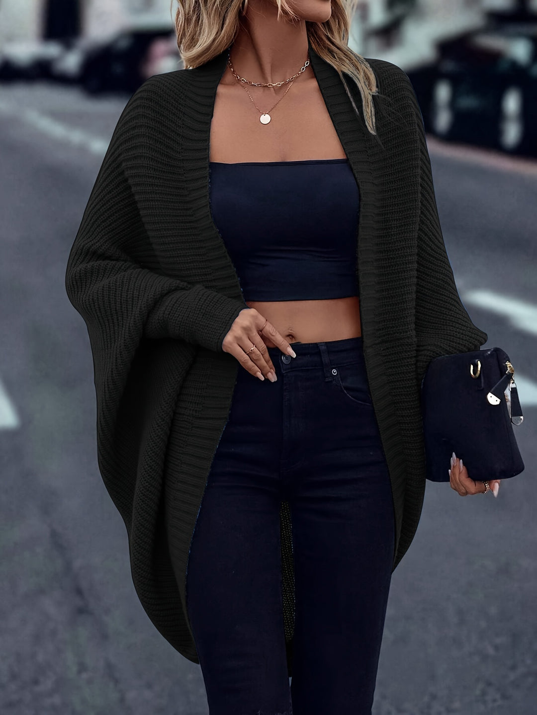 Vanessa | Christmas Draped Open-Front Cardigan