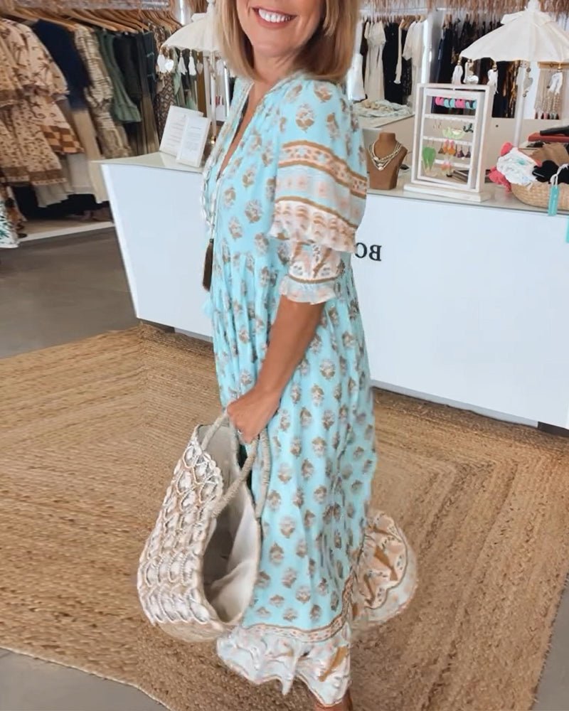 Mana | Elegant Floral V Neck Dress