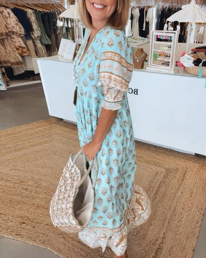 Mana | Elegant Floral V Neck Dress