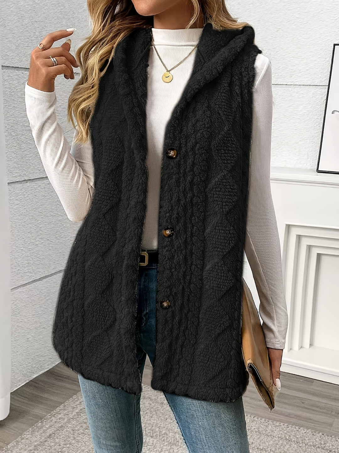 Greta | Cozy Hooded Button-Front Vest