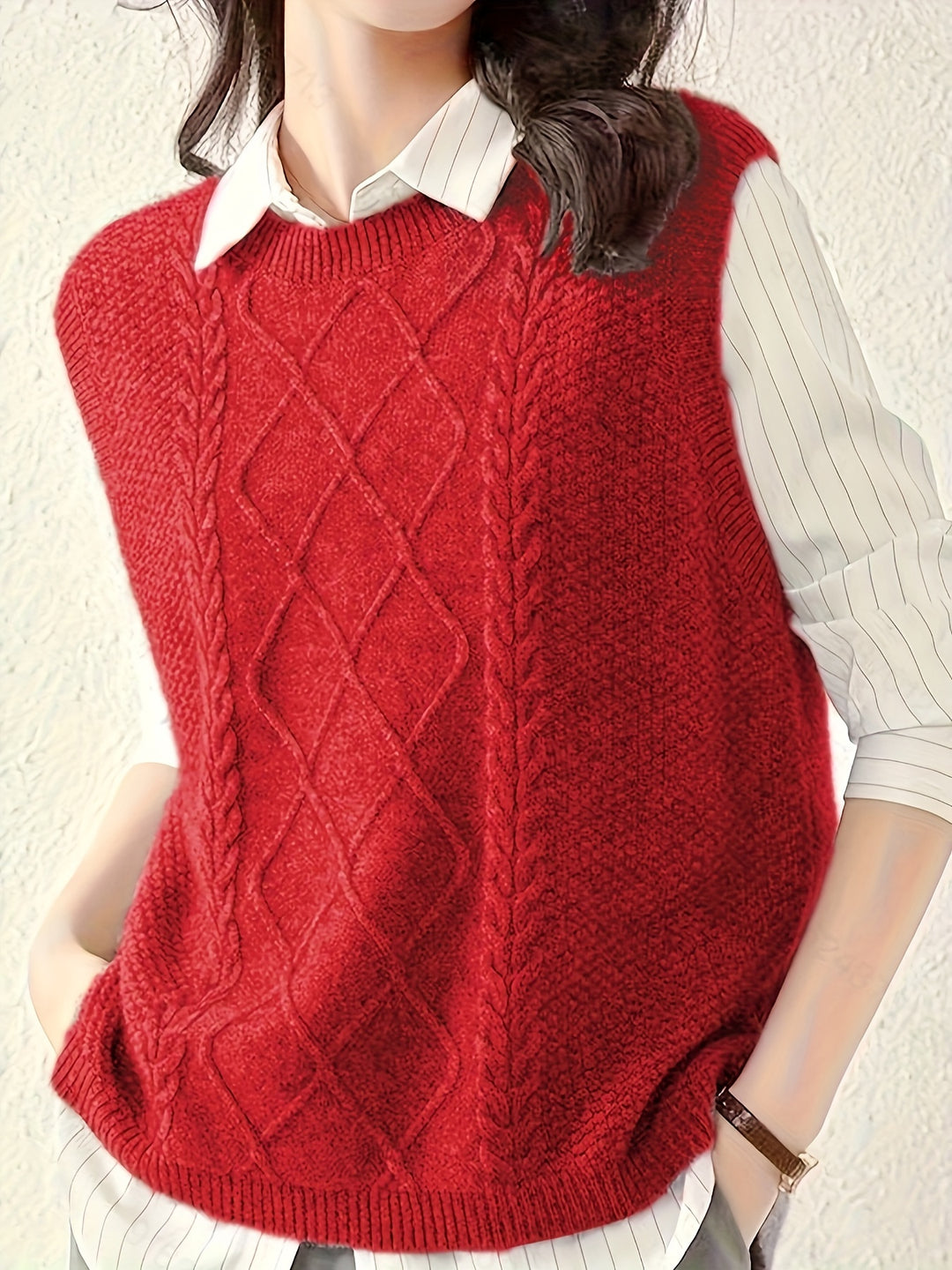 Elaine | Cable-Knit Sleeveless Sweater Vest