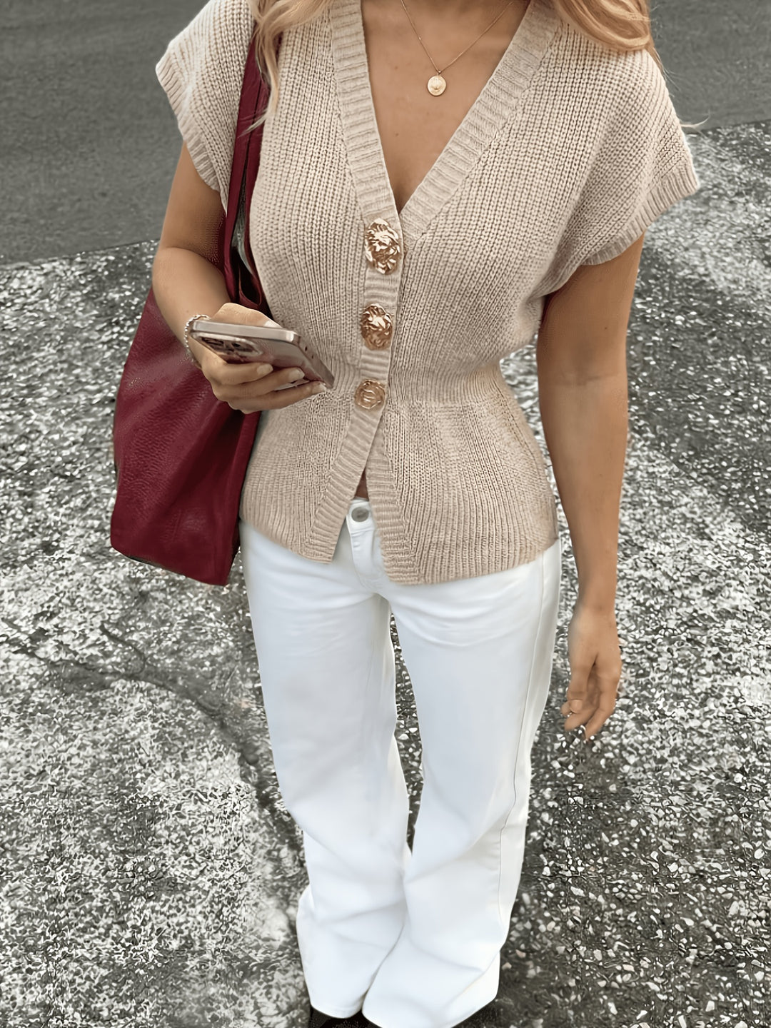 Rachel | Button-Front Knit Top