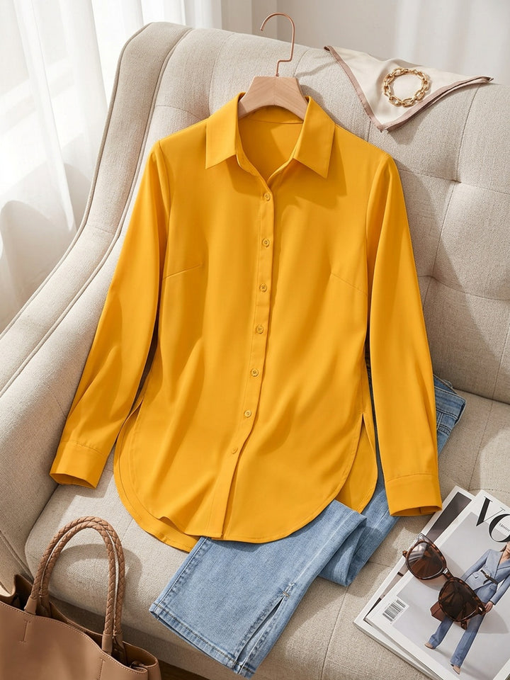 Juliana | Refined Long-Sleeve Button-Front Blouse