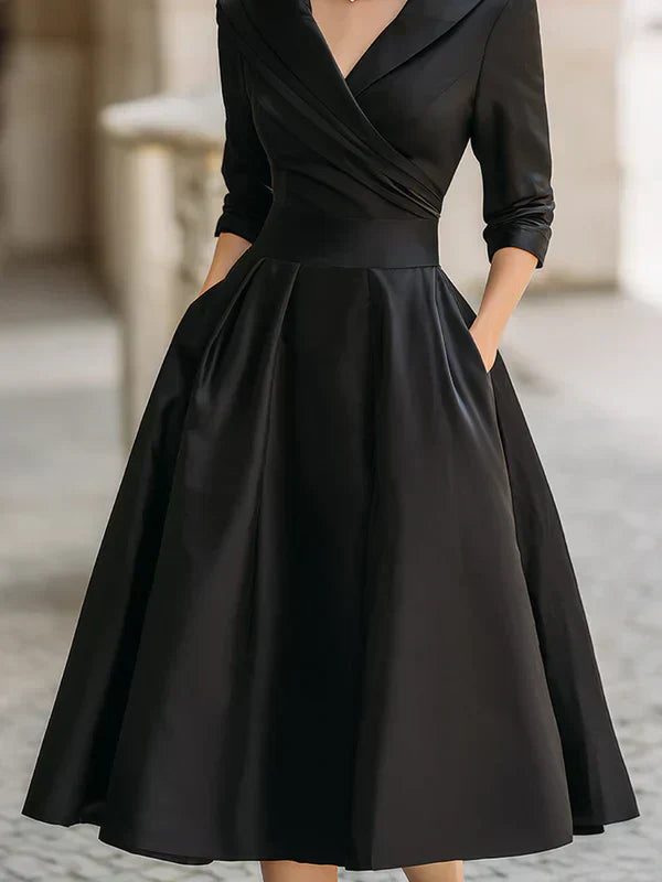 Gabriella | Elegant Wrap Neck Midi Dress