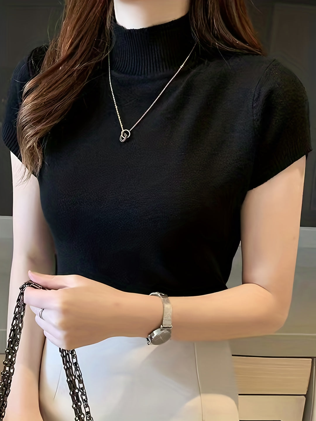 Marnie | Half-Turtleneck Short-Sleeve Top