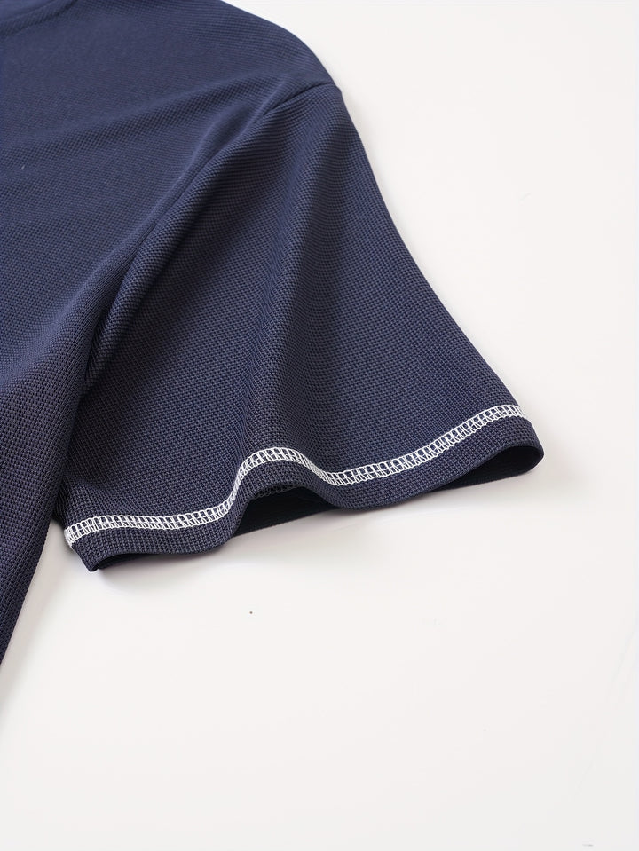 Maxwell | Textured Button-Neck Tee