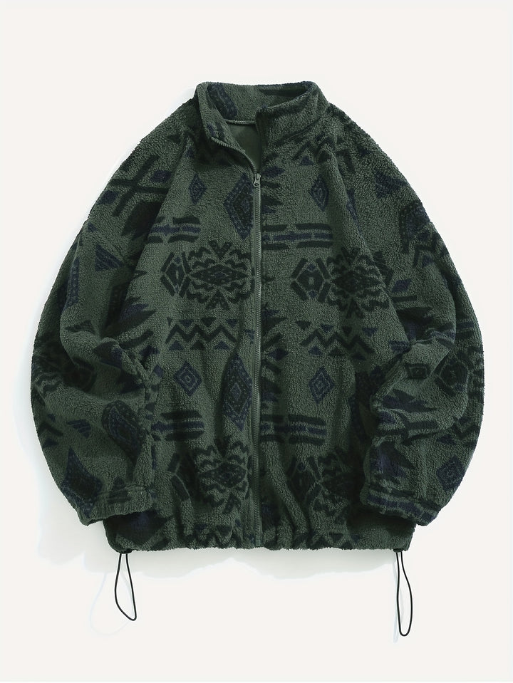 Dahlia | Patterned Plush Zip-Up Jacket