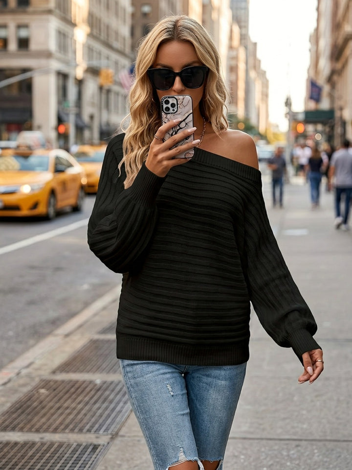 Marguerite | Off-Shoulder Ribbed Sweater