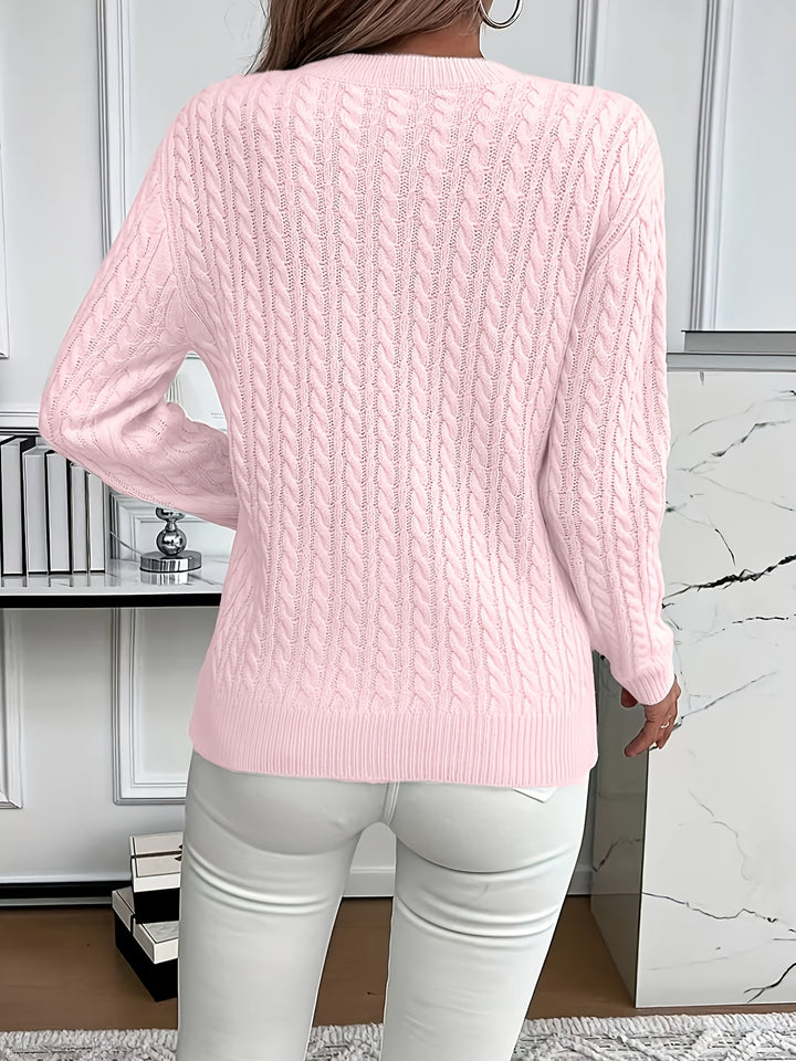 Elspeth | Cable-Knit Round Neck Sweater