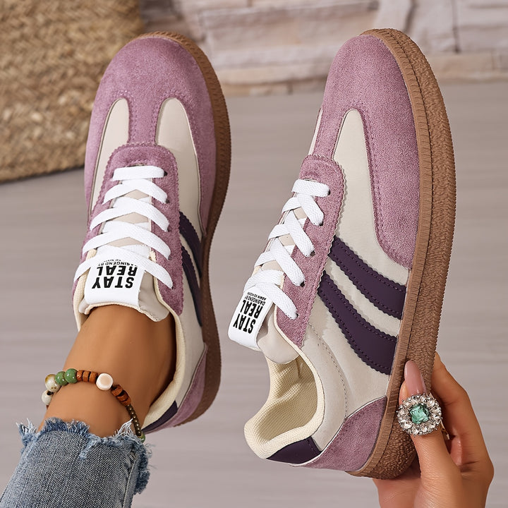 Seraphina | Retro Striped Lace-Up Sneakers