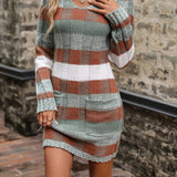 Florence | Checkered Colorblock Sweater Dress