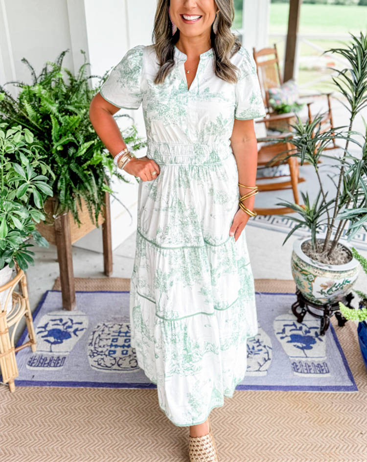 Eliza | Classic Elegant Toile Maxi Dress