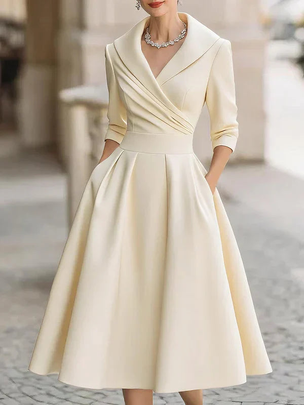 Gabriella | Elegant Wrap Neck Midi Dress