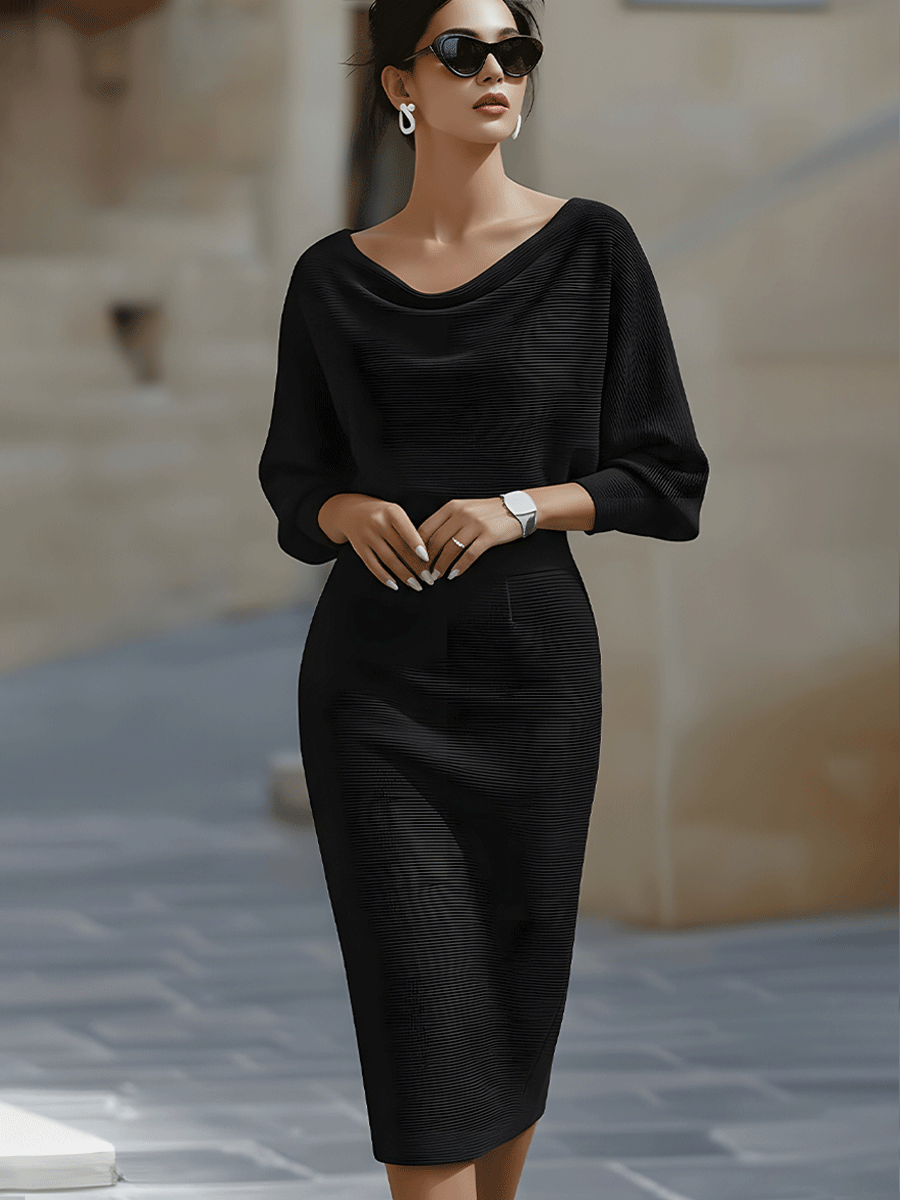 Cordelia | Refined Cowl-Neck Midi Dress