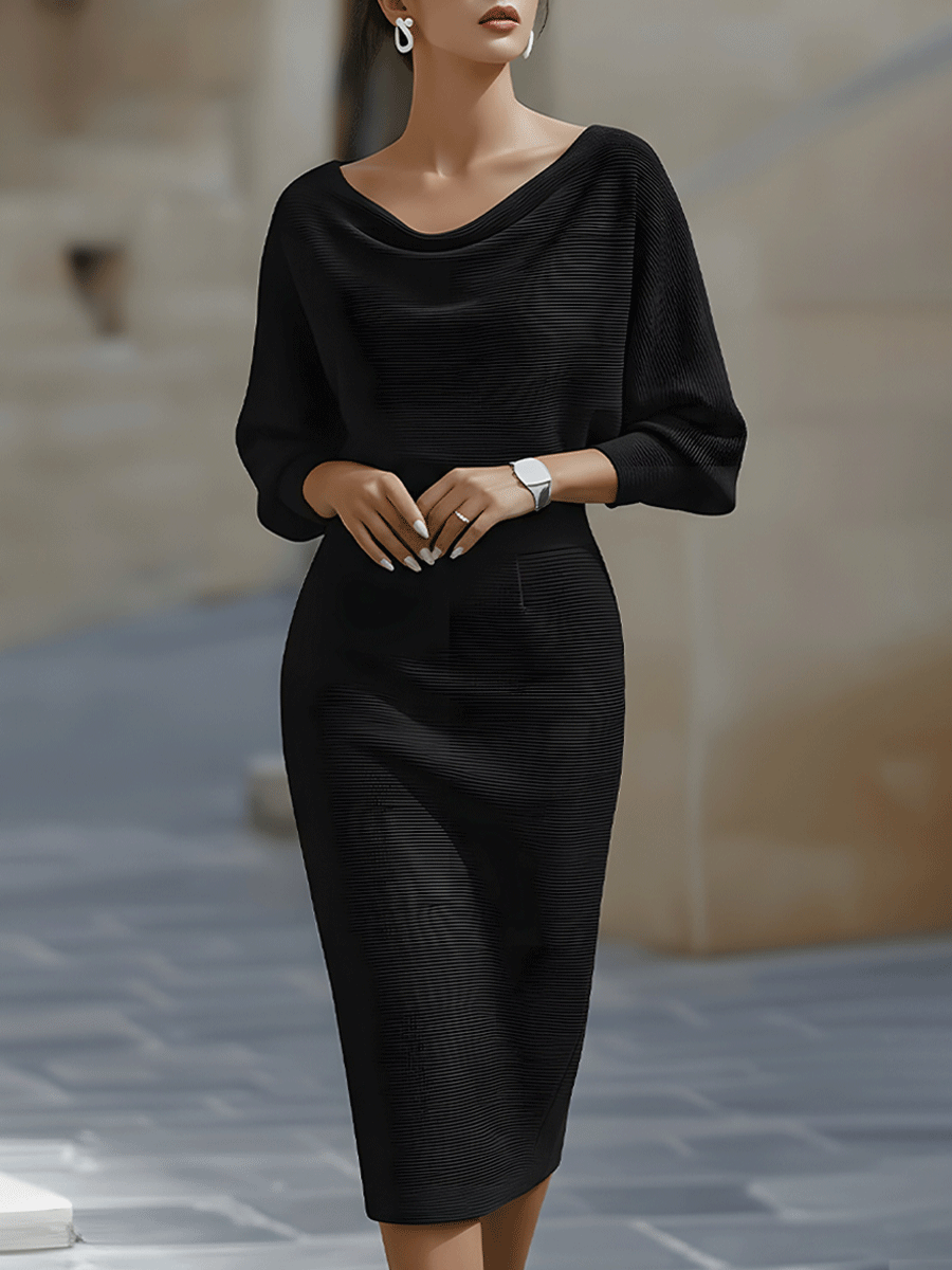 Cordelia | Refined Cowl-Neck Midi Dress