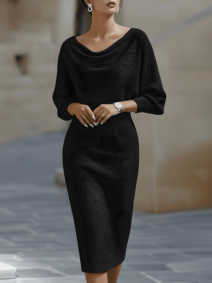 Cordelia | Refined Cowl-Neck Midi Dress