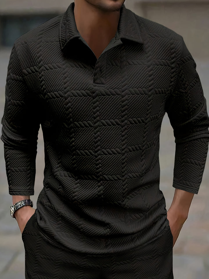 Calvin | Textured Long-Sleeve Polo Shirt