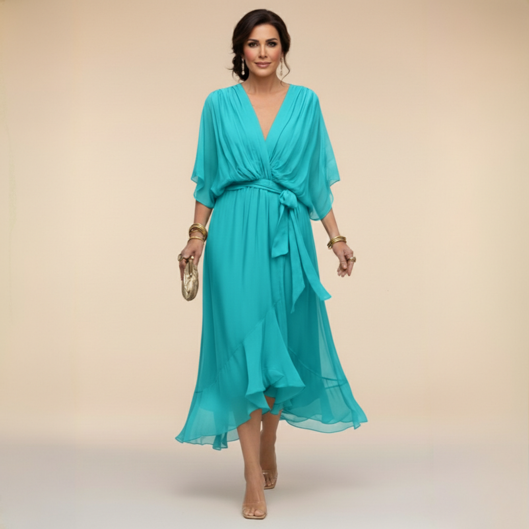 Abigail | Elegant Chiffon V Neck Dress