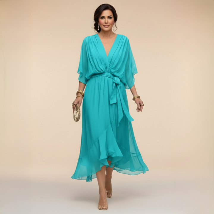 Abigail | Elegant Chiffon V Neck Dress