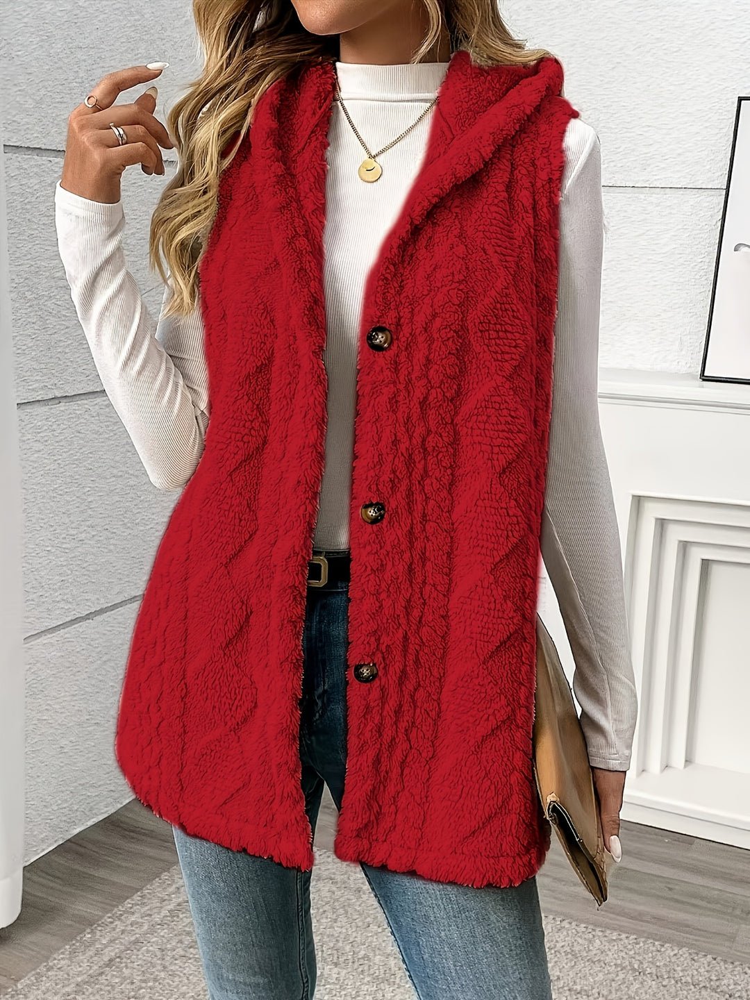 Greta | Cozy Hooded Button-Front Vest