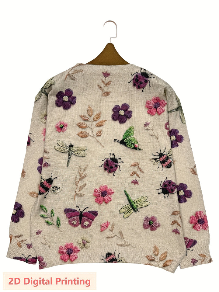 Cynthia | Botanical Crew Neck Sweater