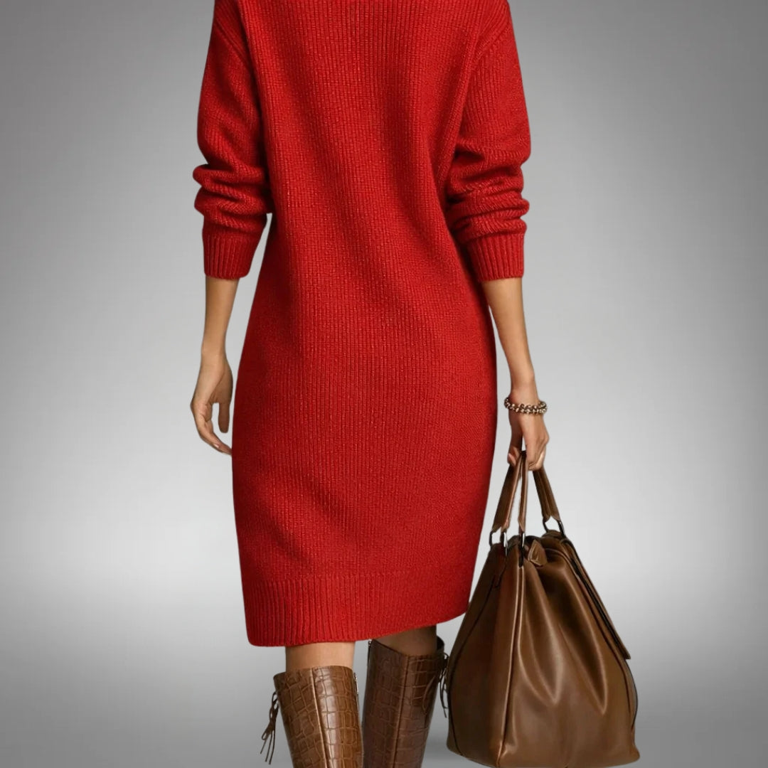 Arabella | Elegant High Neck Midi Dress