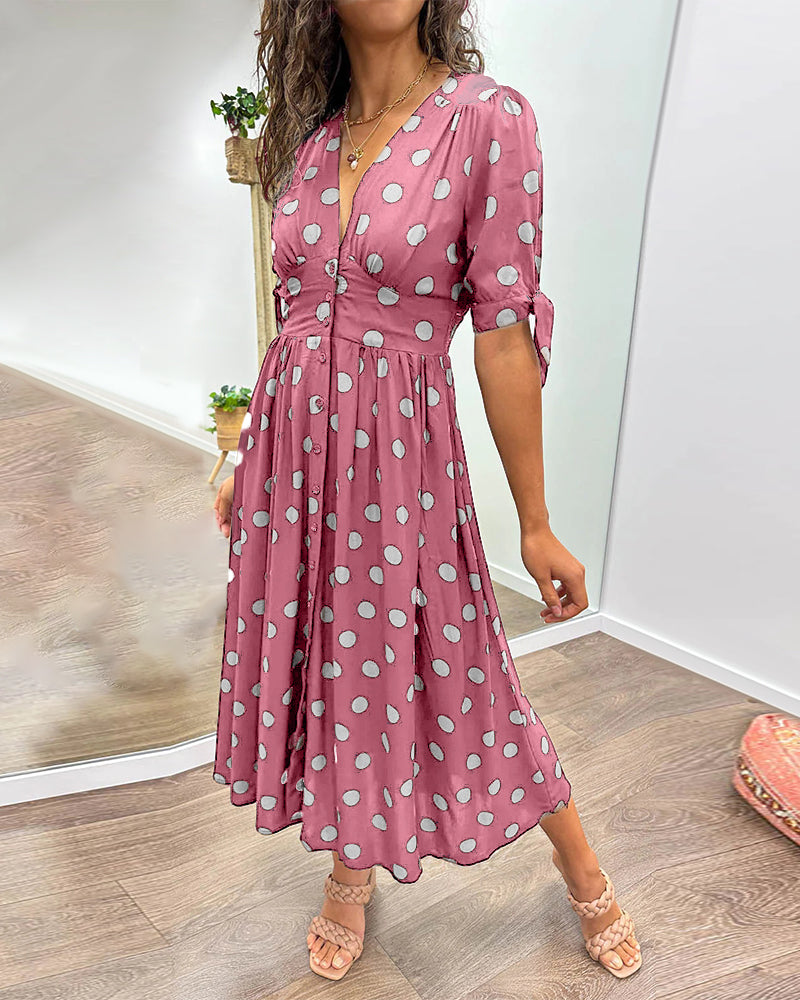 Amara | Elegant Polka Dot Midi Dress