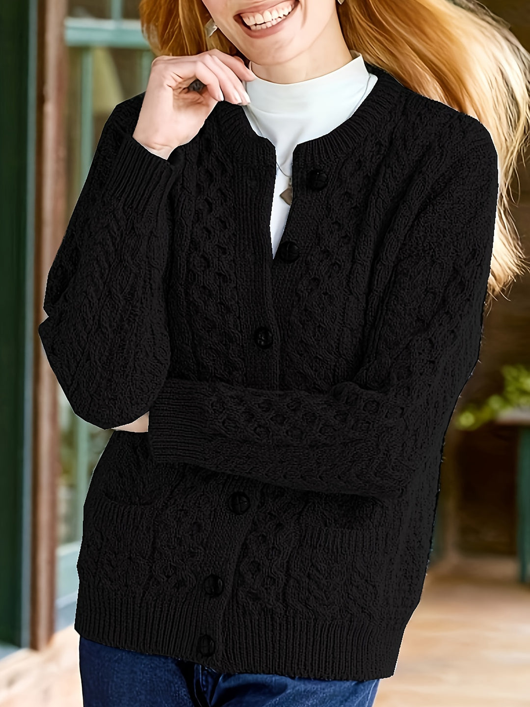 Annalise | Cable-Knit Button Cardigan