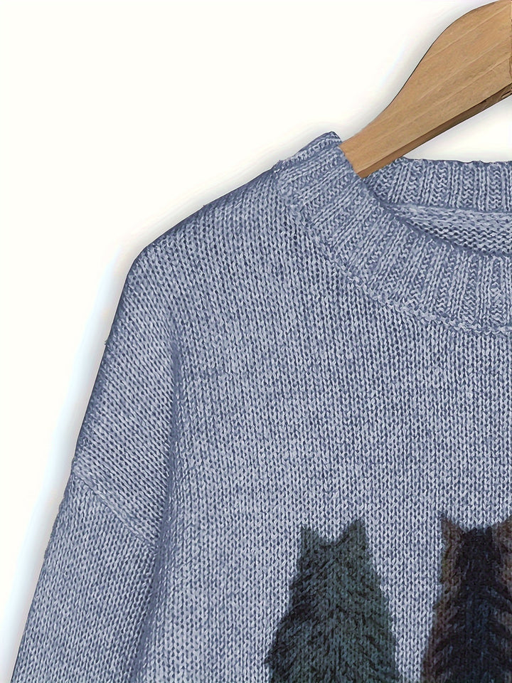 Rosalie | Cat Print Relaxed Sweater