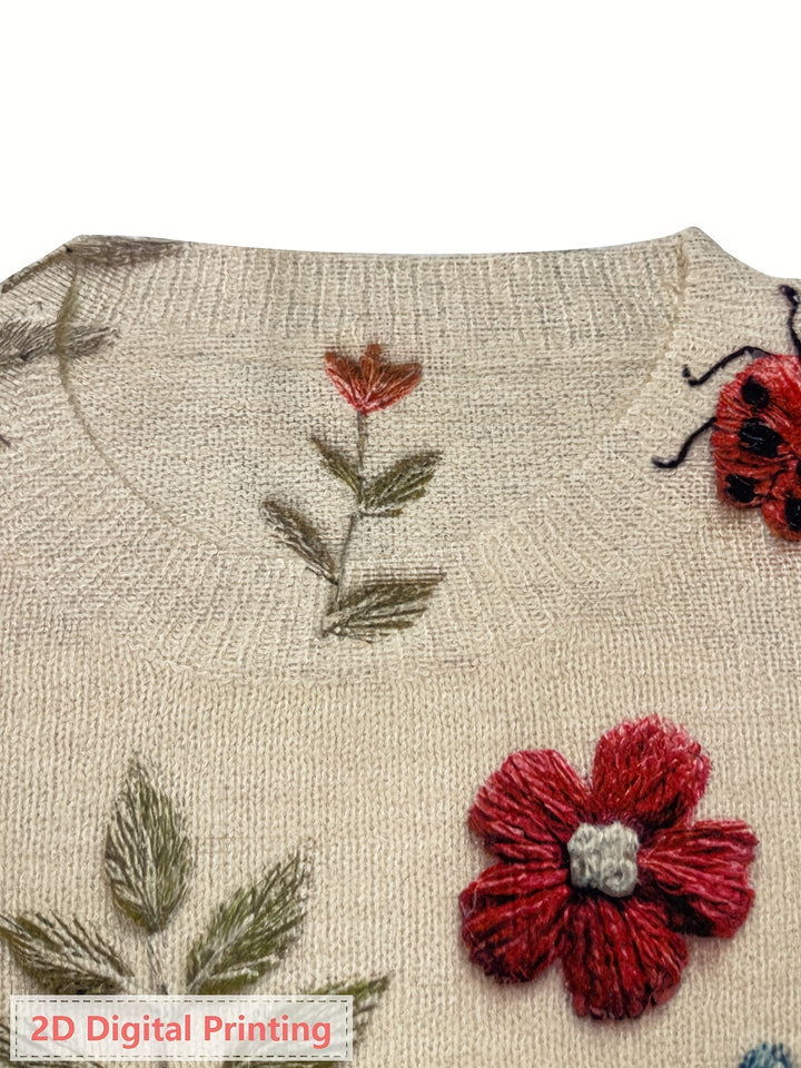 Cynthia | Botanical Crew Neck Sweater