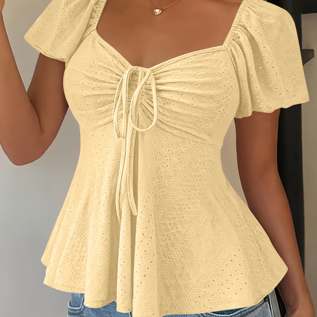 Juliet | Textured Drawstring Peplum Top