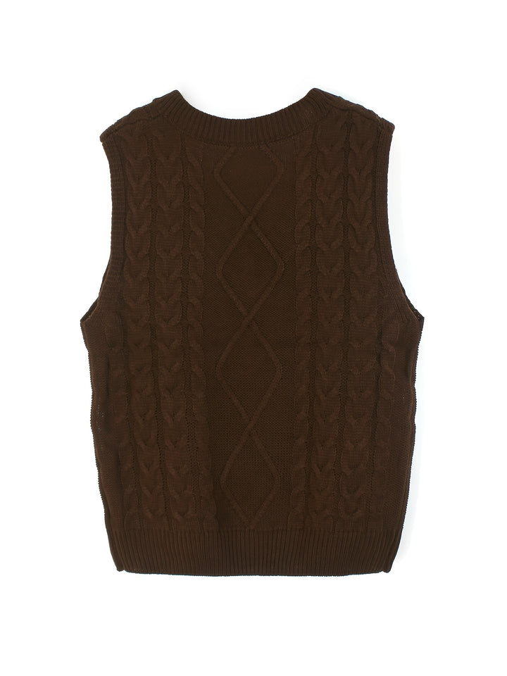 Genevieve | Cable-Knit V-Neck Sweater Vest