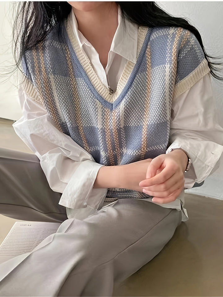 Prudence | Argyle V-Neck Sweater Vest