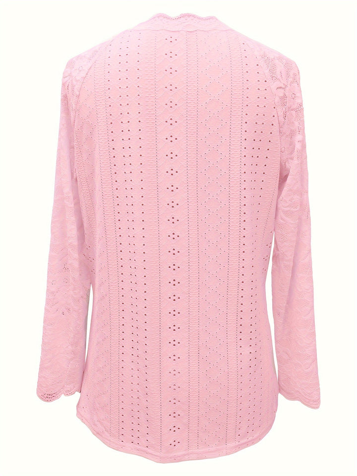 Susanna | Lace-Sleeve Tie-Neck Top
