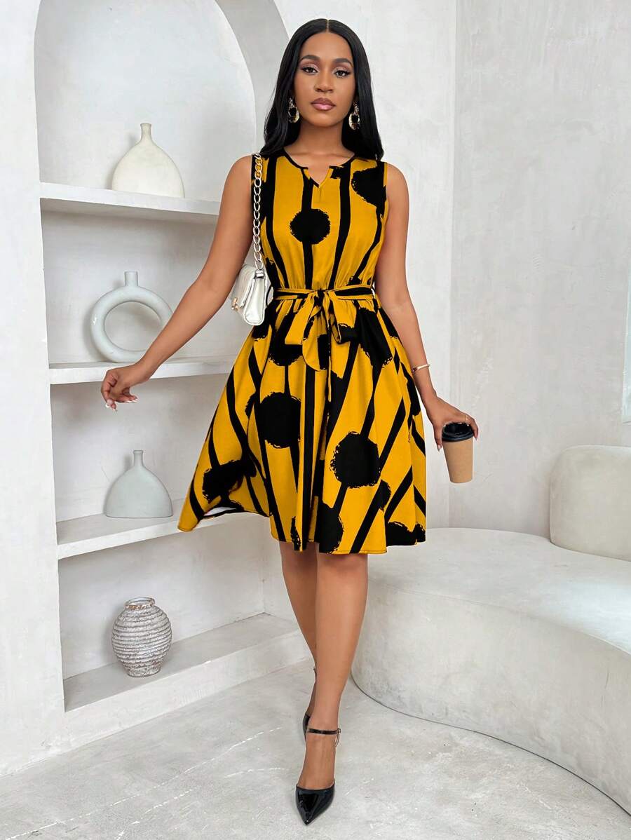 Serena | Sleeveless Belted A-Line Dress