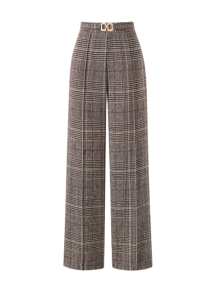 Brooke | Refined Wide-Leg Plaid Trousers