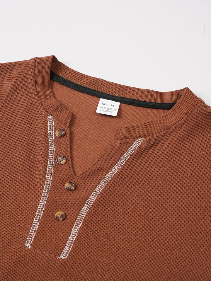 Maxwell | Textured Button-Neck Tee